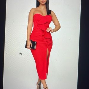 Red halter dress